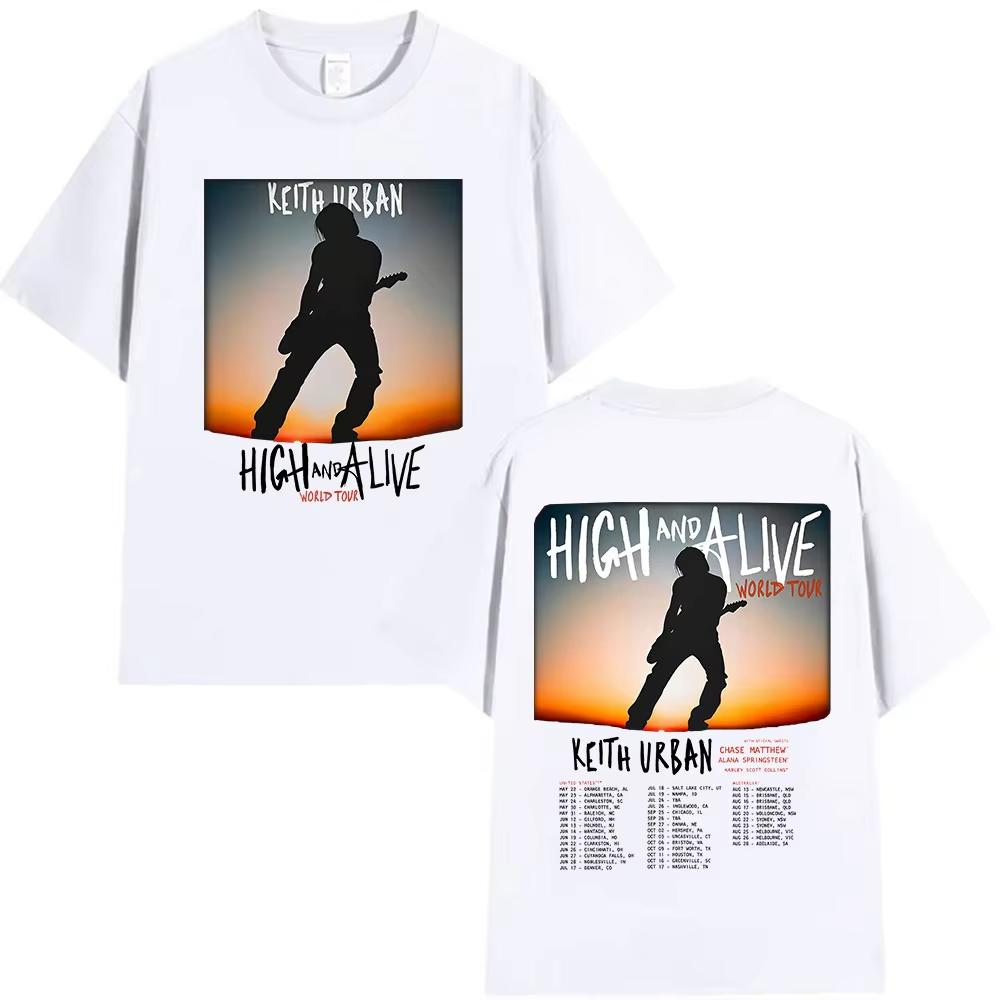 Keith Urban High and Alive World Tour 2025 Merch T-shirts Men Women Vintage Hip Hop Fashion Oversized Cotton T Shirts Streetwear