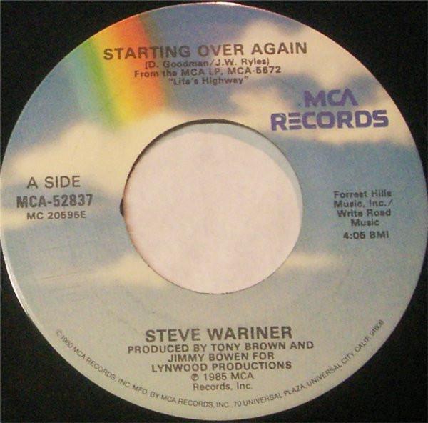 

7inch Record STEVE WARINER - Starting Over Again MCA52837 MCA Records 1985 US Folk Used