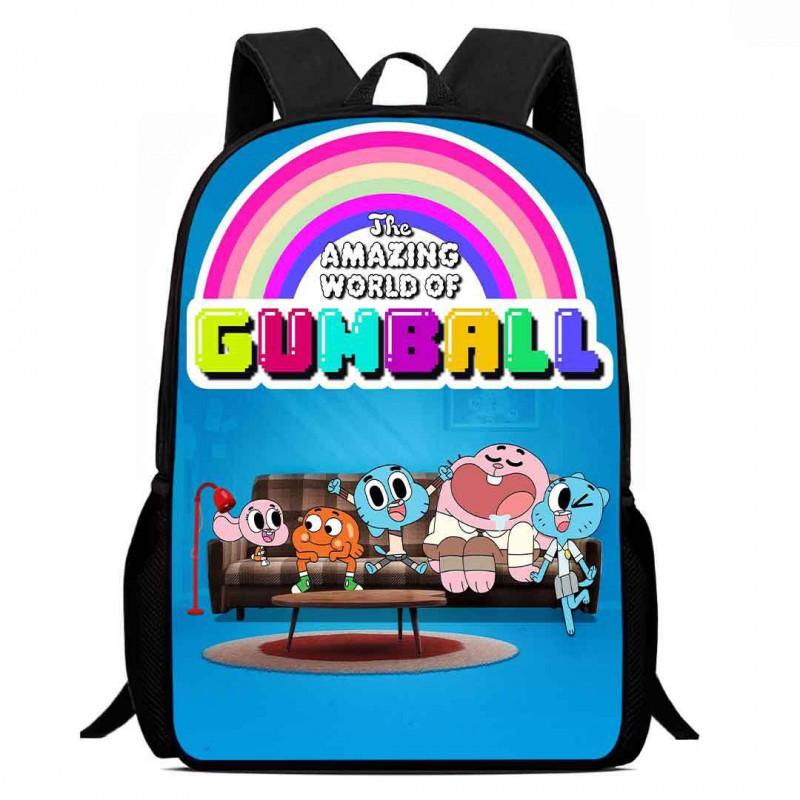 Gumball Cartoon Kids School Backpack Elementary Students Lightweight Spine-Protective Breathable Oxford Fabric Bag With Fun