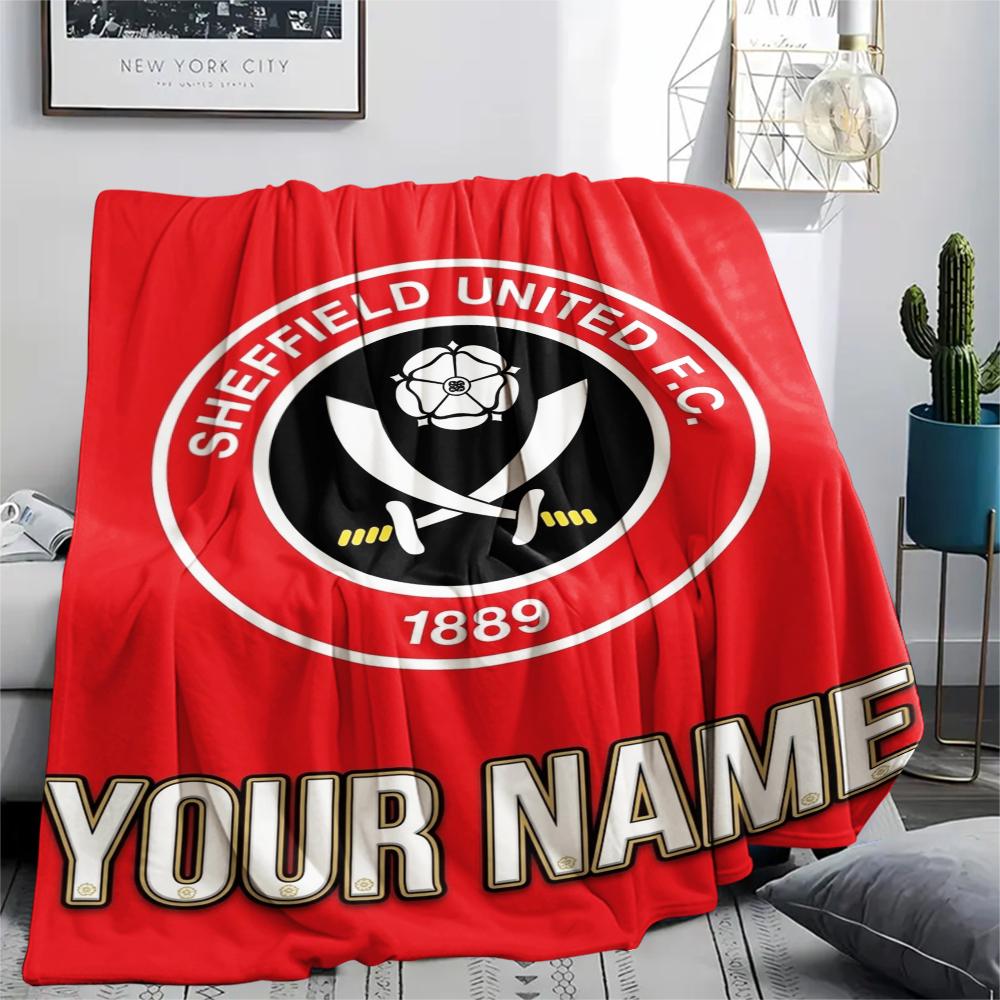 1PC Custom Name Sheffield United FC Patterned Flannel Blanket Suitable For All Seasons for Home Decor Warmth and Comfort Gifts Holiday Present