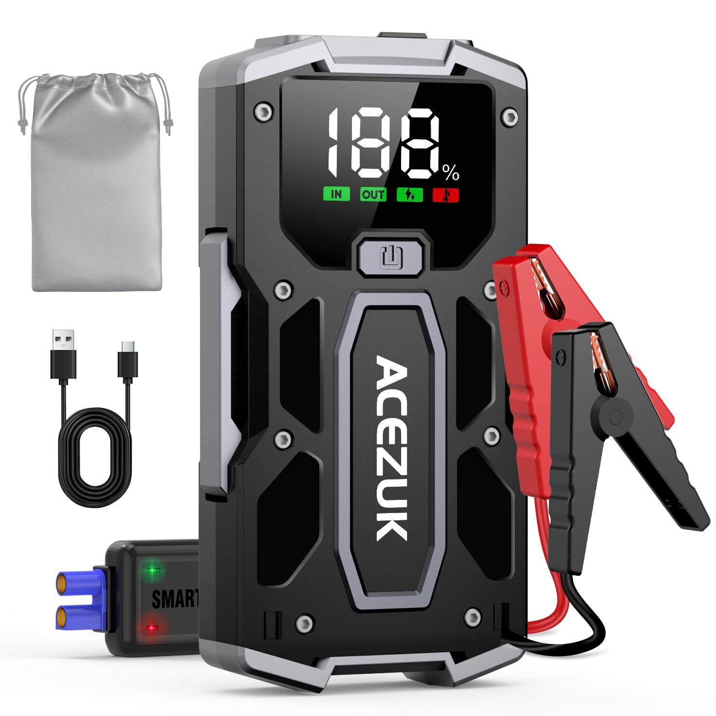 

ACEZUK Jump Starter with Display, 4000A (Supports up to 7.0L Gasoline & 5.5L Diesel Vehicles), 12V Car Engine Starter, Emergency Starter, Mobile Batte