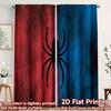 2PCS Digital Printed Curtains, Red Blue Spider Web Superhero Pattern, Comic Style Spooky Halloween Window Decor Kids Room