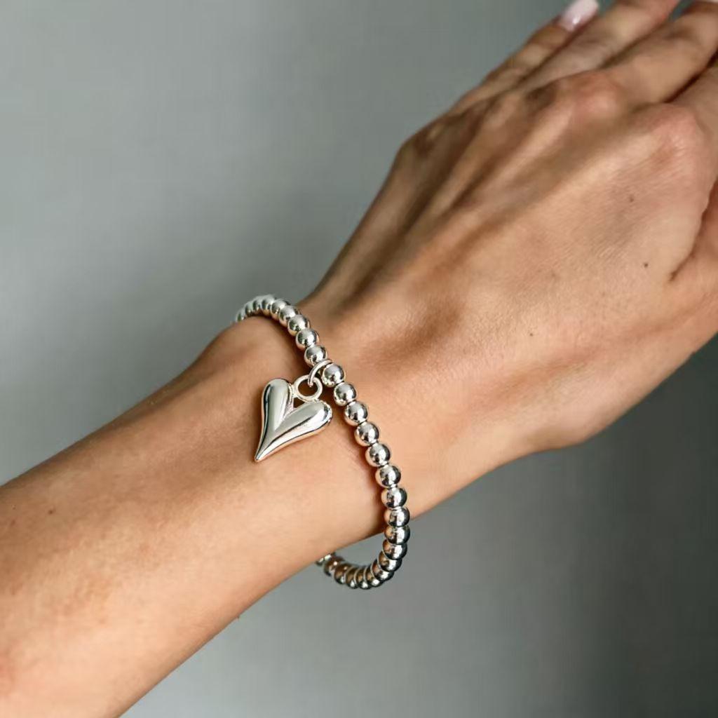 New Punk Personality Minimalist Unique Design Silver Color 5/8/10mm Ball Beading Bracelet for Woman Fashion Jewelry Holiday Gift