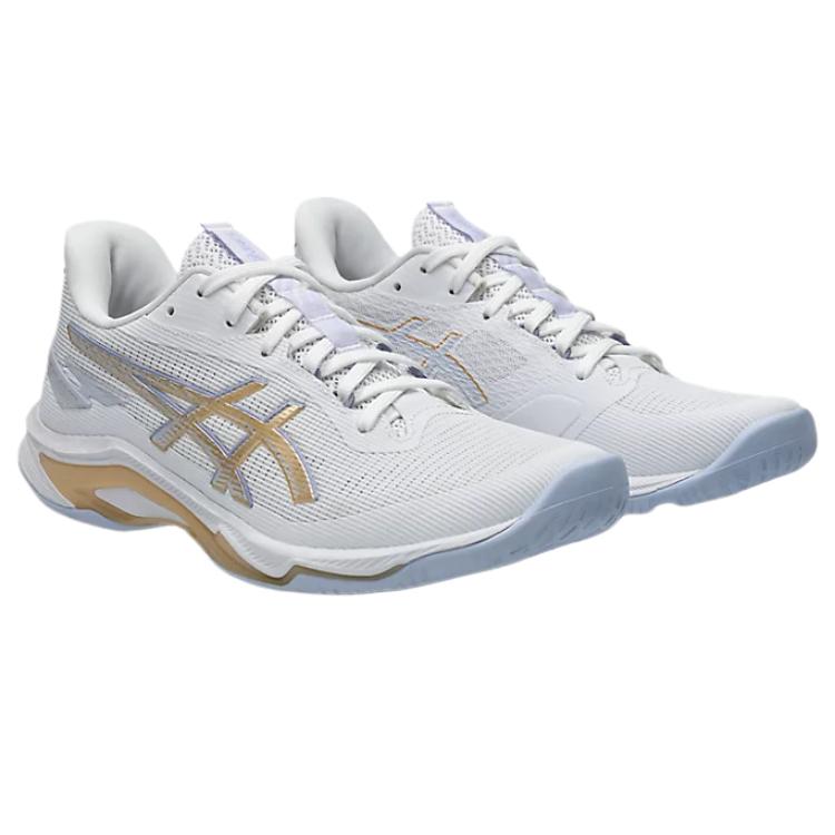 New Asics NETBURNER BALLISTIC FF 4 Shock Absorbers Low Top Training Shoes Women's White Gold 1052A083-102