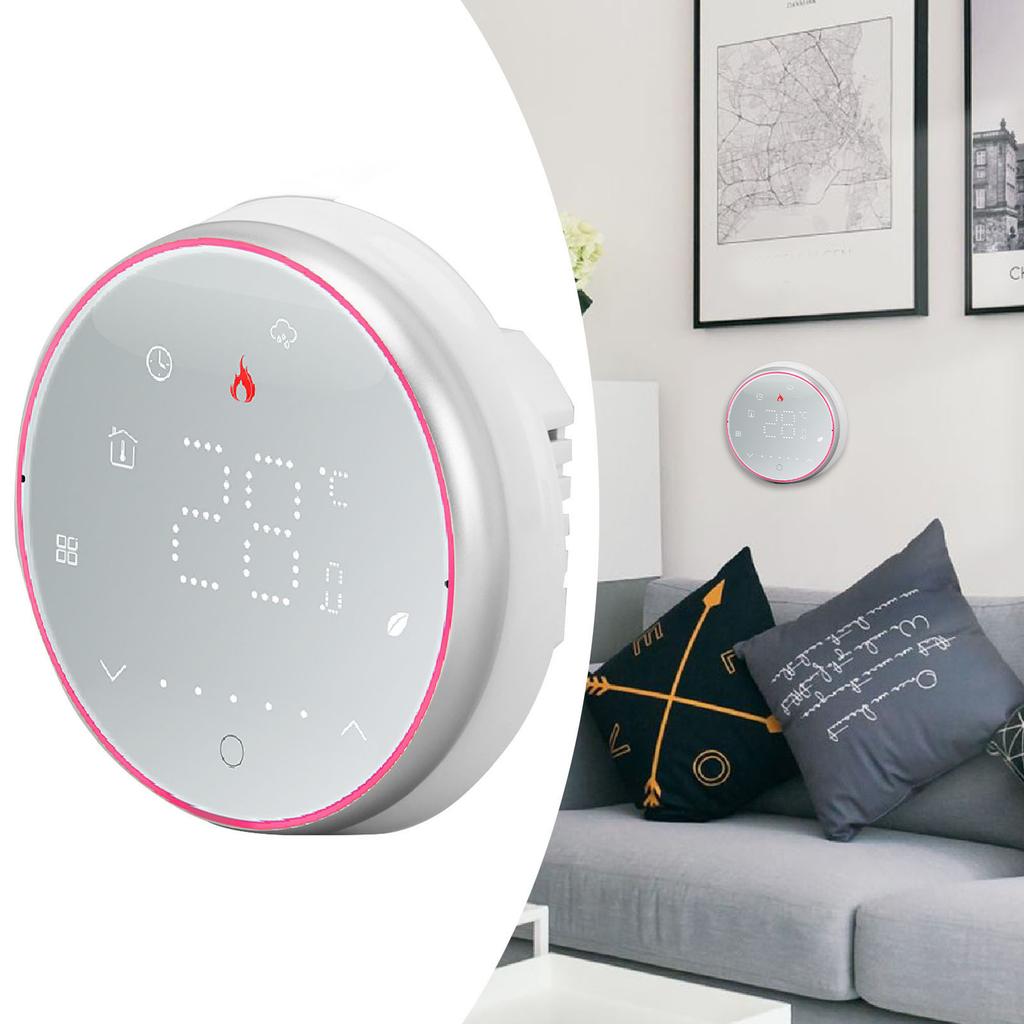 Smart Thermostat 1 Week Programmable LED Display Recessed Round Digital Thermostat AC95‑240V for Water Heating System