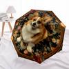 Dog pattern, automatic folding umbrella, portable and foldable design, 8 ribs, a Christmas or birthday gift.