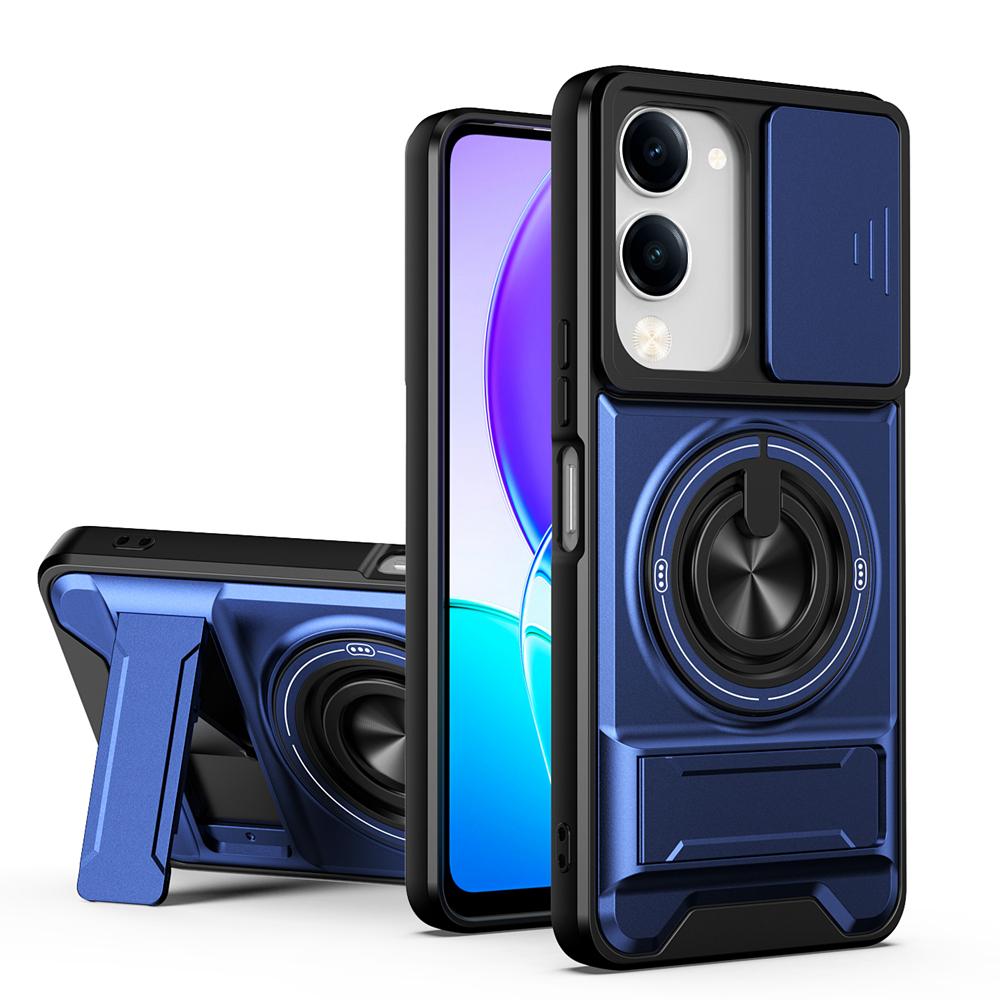 KEYSION Magnetic Phone Case for VIVO Y04 Y04s Y29s Y29t 5G Slide Camera Protection Upright Kickstand 360° Ring Shockproof Cover