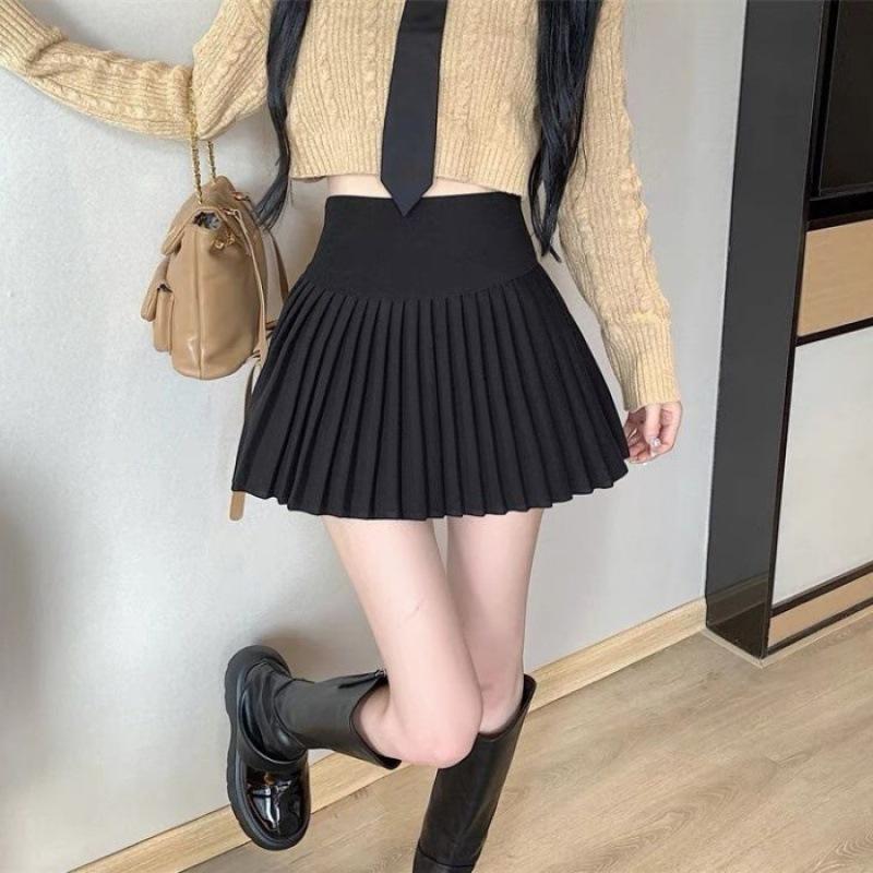 

White Pleated A-line Mini Skirt for Women - Spring/Summer Slimming Petite Design Extra Large чёрный