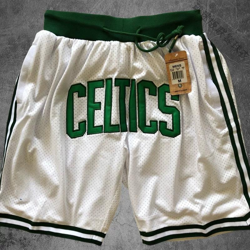 Shorts Deportivos Americanos Bordados Celtics Mixiu para Hombre Retro de Secado Rápido Transpirables Street Shorts Shorts de Baloncesto