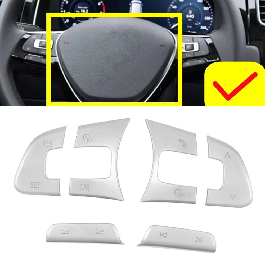 6pcs Steering Wheel Control Button Decoration Trims Compatible with For Passat B7 B8 and For JETTA for Left Hand Drive Cars