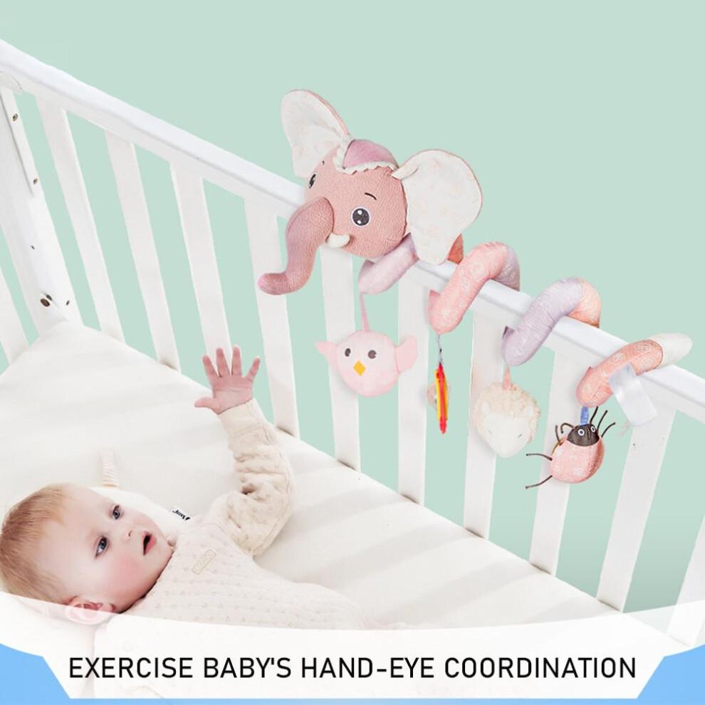 Infant Hanging Spiral Plush Toy for Car Seat Stroller Crib Bassinet Mobile with Music Box BB Squeaker Rattles Perfect Gift Idea Dazzle Effect100%