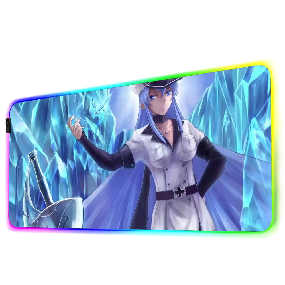 esdeath Mouse Pad RGB Gaming Mousepad Big LED Pad PC Desk Mat Luminous Mouse Pad Large Keyboard Mats Table Rug With Backlit