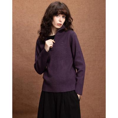 Demana Women's Embroidered Stand-Collar Half-Zip Knit Sweater