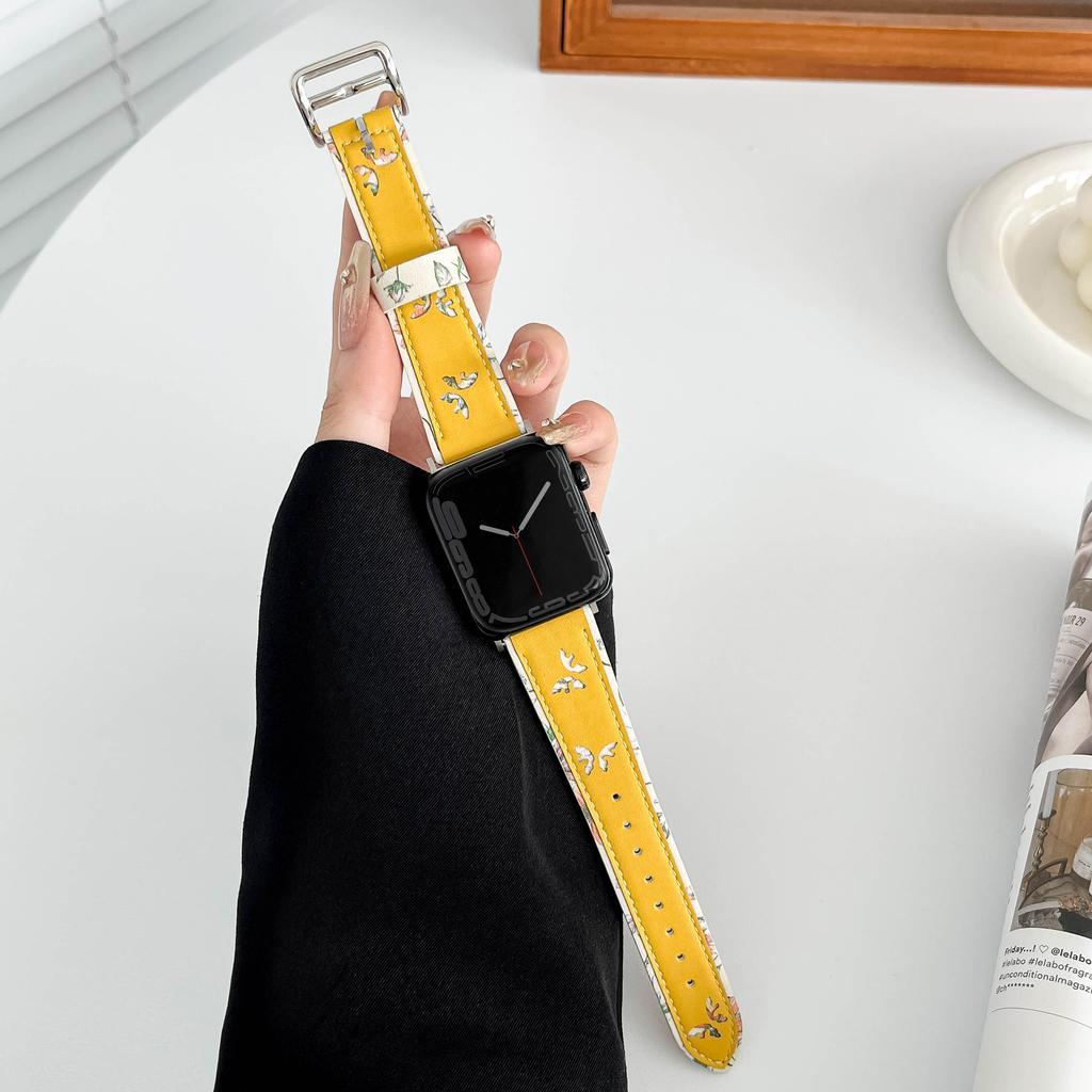 Leather band for Apple watch band 45mm 41mm 44mm 40mm 49mm 42mm Butterfly style bracelet wristband iWatch Ultra 9 8 SE 7 6 5 4 3