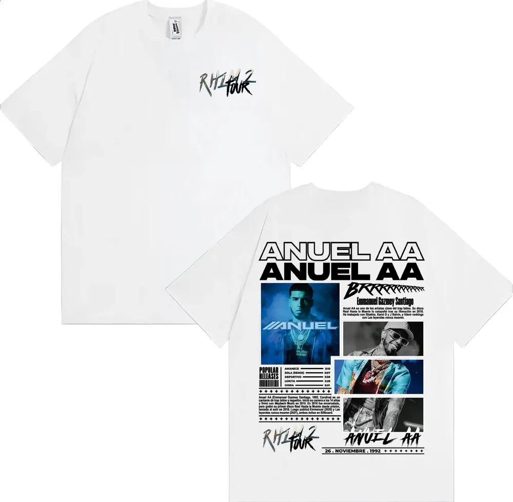 Rapparen Anuel AA Rhlm 2 Album 2025 Turné T-shirts Män Kvinnor Mode Hip Hop High Street Bomulls-sweatshirt Streetwear Plus Size