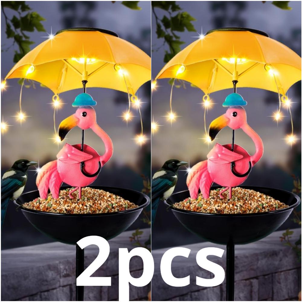 2 STÜCKE/3 STÜCKE Outdoor Eisen wasserdichte Statue Licht Simulation Tier Solarleuchte mit Biene und Flamingo Frosch und Kolibri Futterspender Funktion, Dekoration