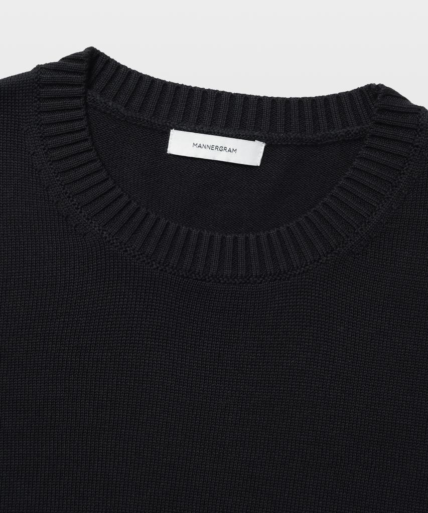 MANNERGRAM 100% Soft Cotton 3-Ply Round Neck Short Sleeve Knit Black