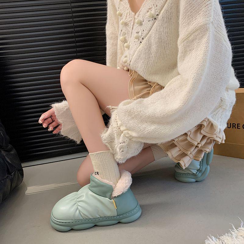 Women's Winter High-Top Cotton Slippers: Thickened, Velvet-Lined, Thick Sole, Heeled, Warm Outdoor Snow Boots