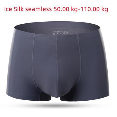 Men's Plus Size Ice Silk Quick-Dry Seamless Boxer Briefs - Breathable Summer Solid Color