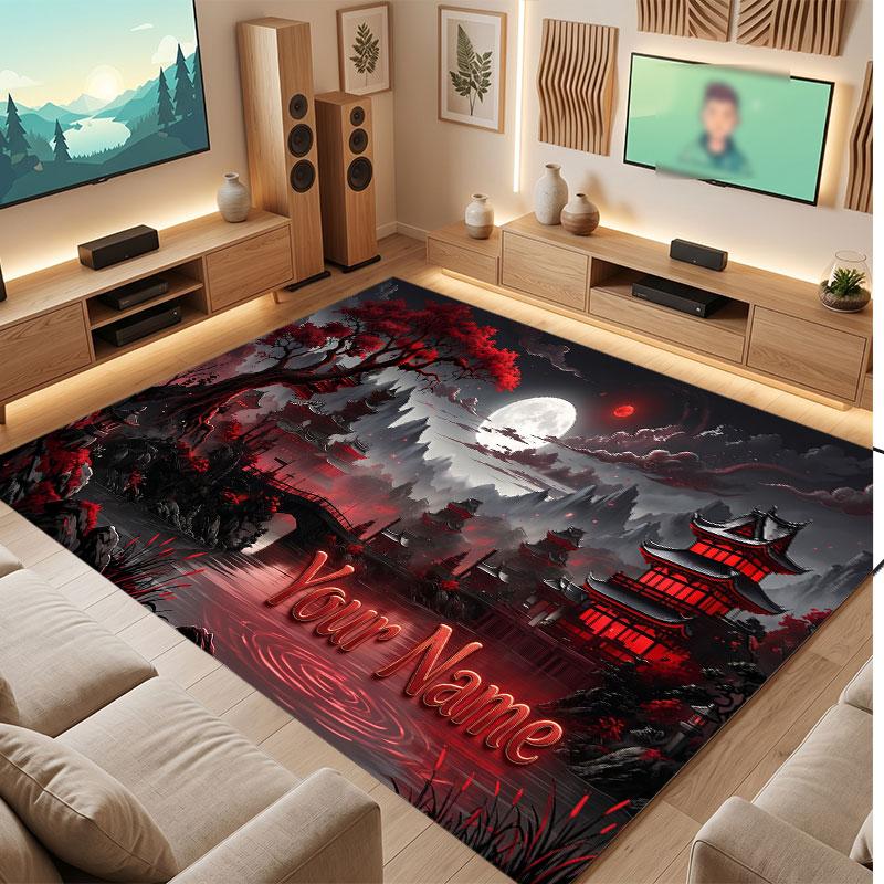 Decorative Artwork Theme Crystal Velvet Floor Rug Personalized Custom Name Text Warm Carpet Home Decoration