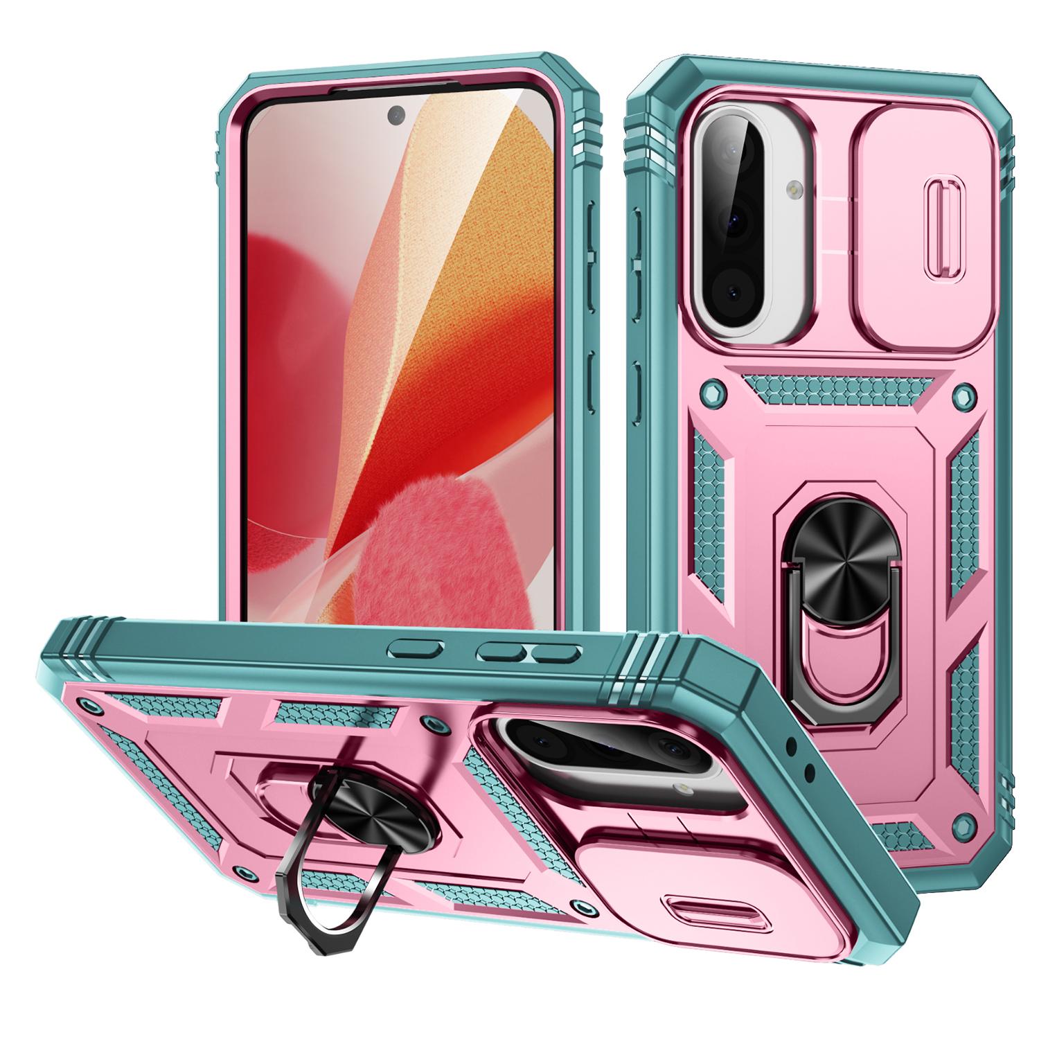 

Чехол для Samsung Galaxy A36 5G TPU+PC Сдвижная шторка для камеры Подставка Чехол для телефона Pink/Green