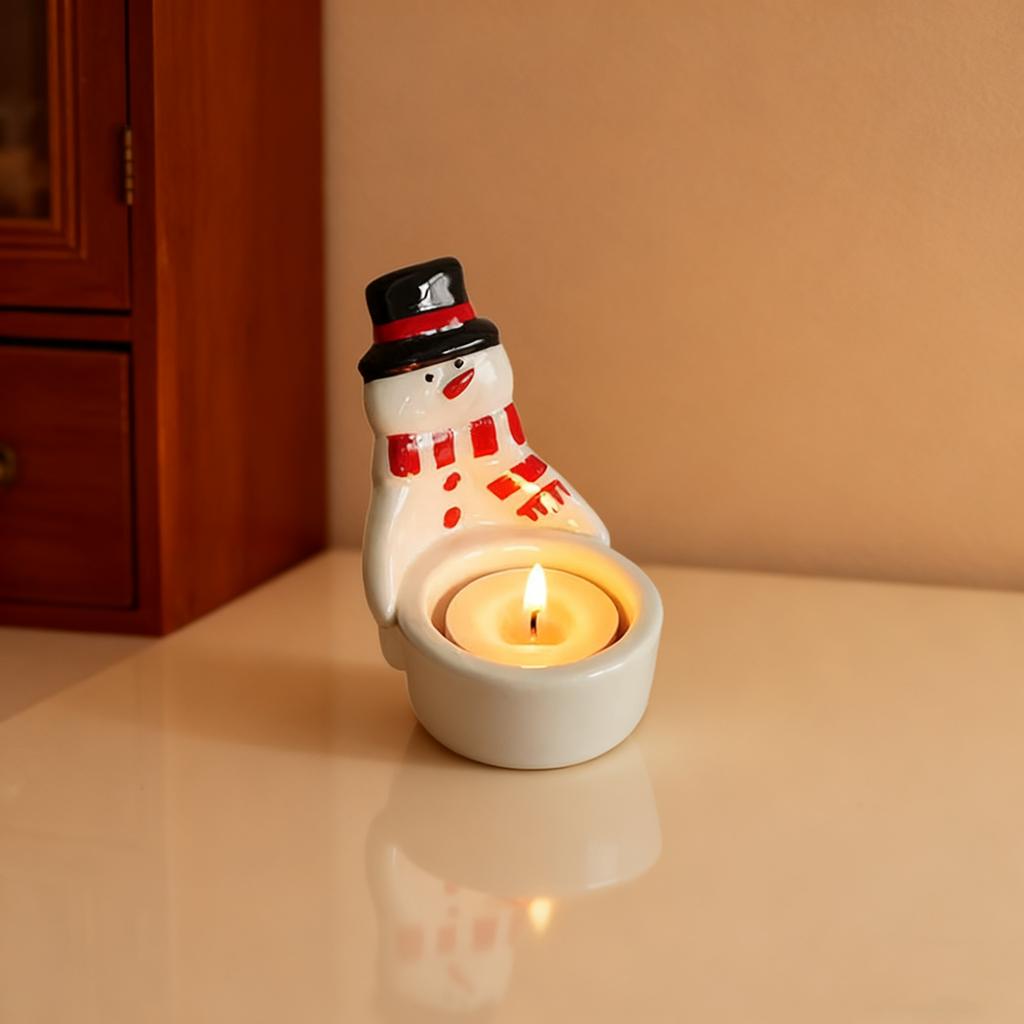 Christmas Snowman Candlestick Tea Lamp Candlestick