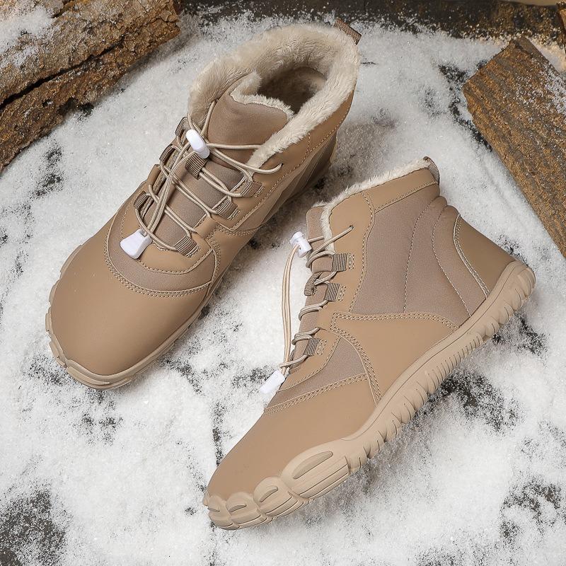 New Outdoor Snow Boots Five-finger Cotton Shoes Men's Hiking Hiking Off-road Piled Anti-splashing Casual Cotton Women's Boots