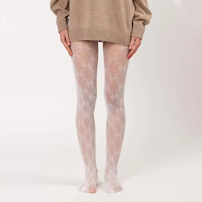 Sexy Black Hollow Lace Stockings Fishnet Pantyhose for Women See-through Retro Tights Y2k Party Stockings for Halloween