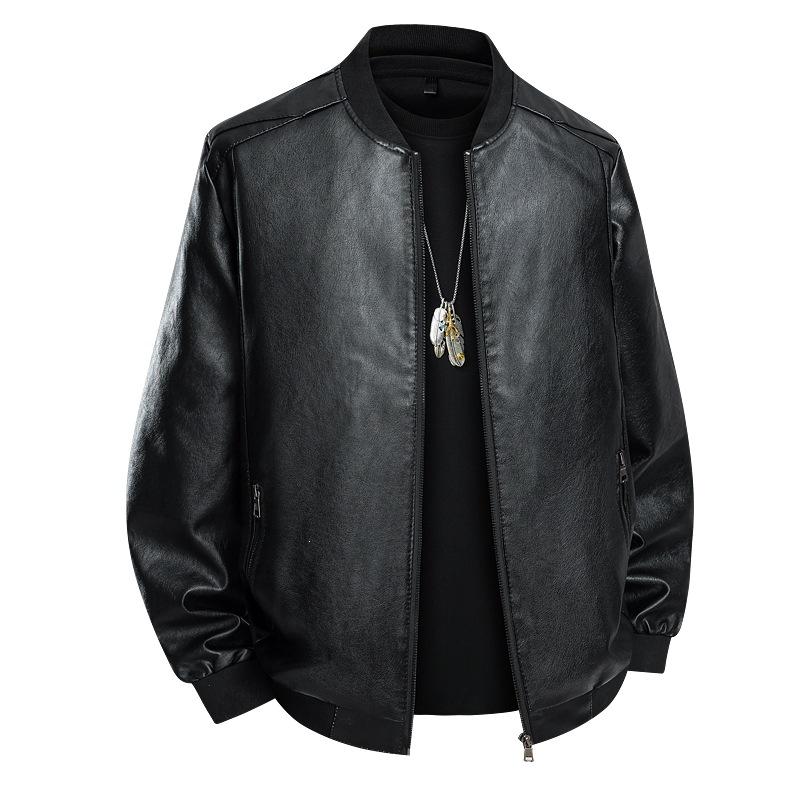 Source Large Size Men's Leather Jacket Business Fashion Casual Trend Spring and Autumn New Leather Jacket Men's Motorcycle Leather