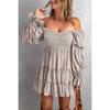 Women's Fashion Spring Fall Solid Color Print Long Sleeve One Shoulder Middle Waistline Casual Dresses