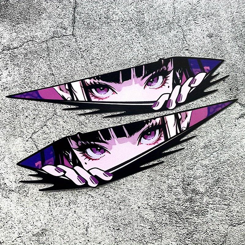 1pair Anime Eyes JDM Car Stickers Waterproof Moto Front Fairing Side Panels Fuel Tank Electric Scooter Auto Window Vinyl Decals