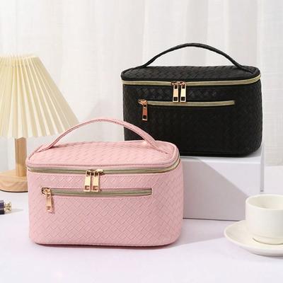 Woven Hand-held Cosmetic Bag, High-value Portable Large-capacity Storage Bag, Multi-functional Waterproof Travel Toilet Bag