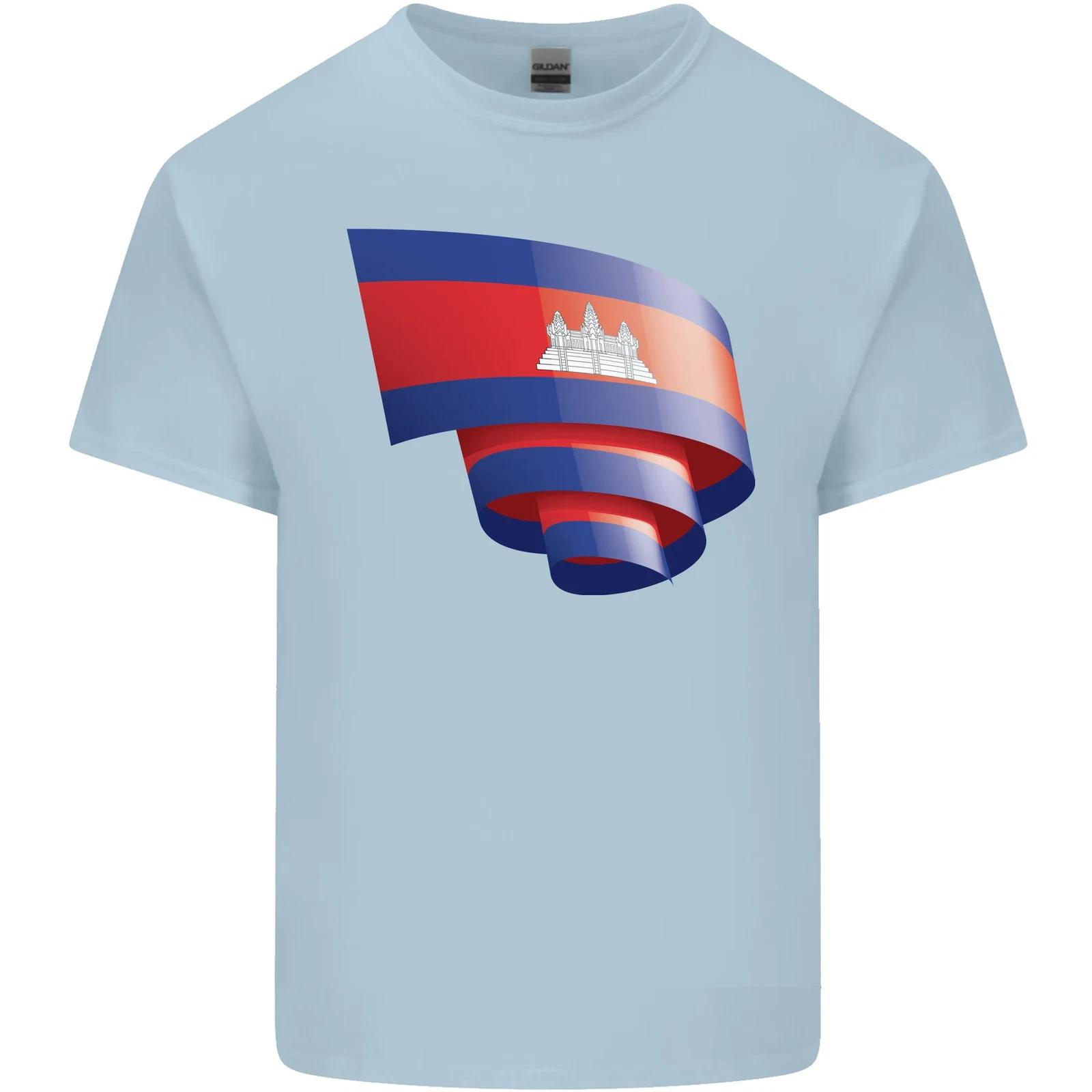Curled Cambodia Flag Cambodian Day Football Kids T-Shirt Childrens L
