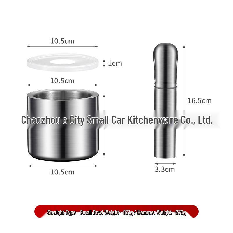 304 Stainless Steel Mortar and Pestle Grinder for Garlic, Medicine, and Kitchen Use
