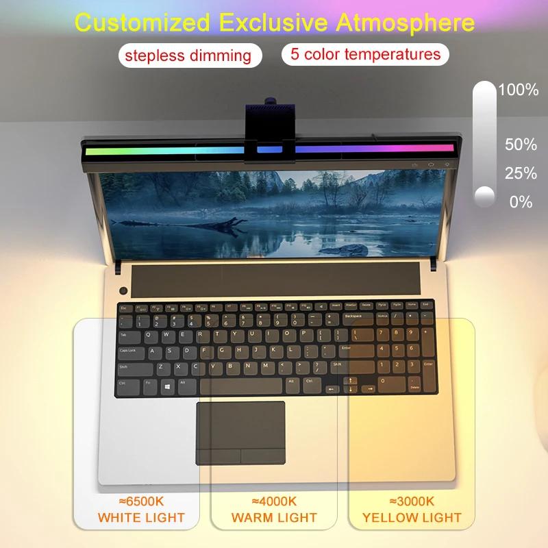 LED Eye-Care Computer Monitor Wall Lamp with RGB Ambient Light 5 Colour Stepless Dimming 50CM PC Monitor Light for Games Room