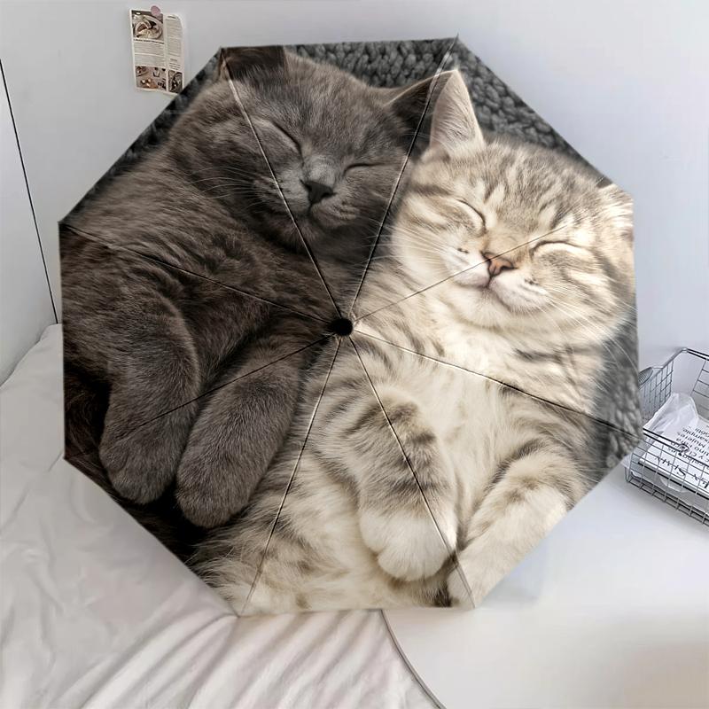 1 st Automatiskt Fällbart Paraply - Tecknat Mönster, Bärbar & Vikbar Design med 8 Ribbor, Jul- Födelsedagspresenter