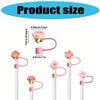 6 Pack Silicone Straw Caps Decorative Accessaries Flower Straw Caps Silicone Texture Straw Tip Suitable for Straw