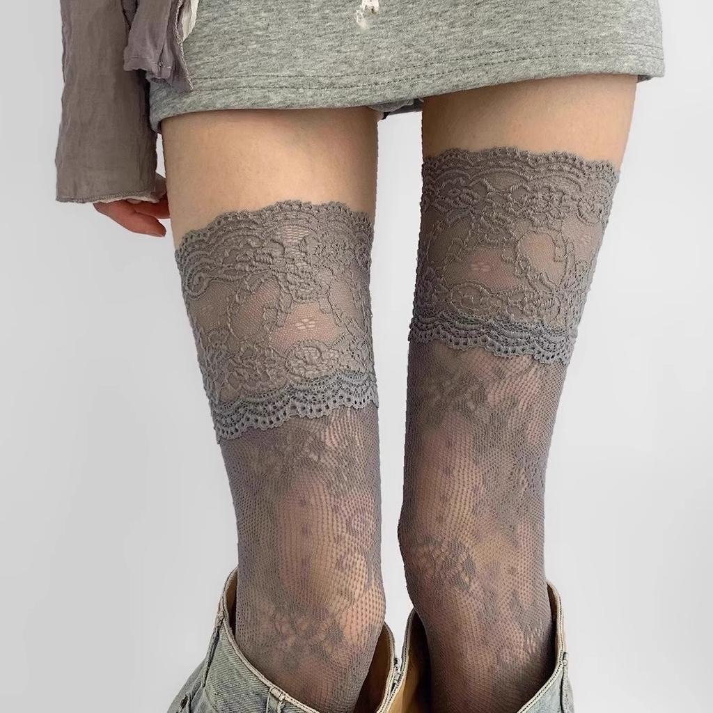 Spring And Summer Sweet Sister Japanese Jk White Knee Stockings Lace Socks Lace Lace Sexy Hollow Ultra-Thin Japanese