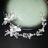 Flower Bridal Butterfly Headband Pearl Beads Wedding Crystal Headwear Rhinestone Headdress Wedding