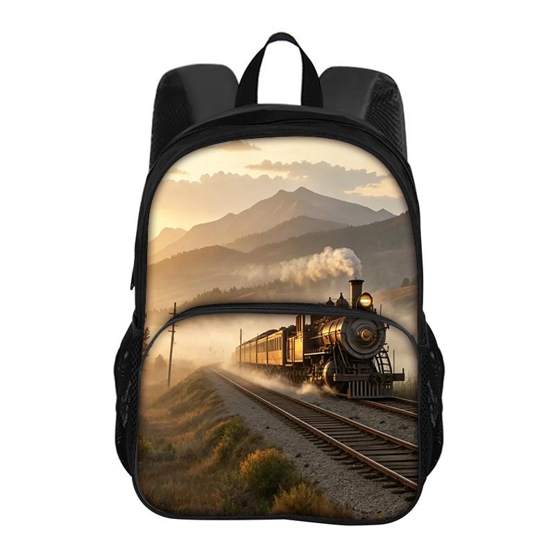 Train Round Front Bag Backpack Fashionable Large Capacity New Lightweight Printed Best Companion for Boys and Girls