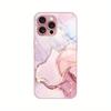 Kreatives Marmormuster Rosa Metallic Lack Glas Hartes Handygehäuse für iPhone 17 16 15 14 13 12 11 Pro Max Plus 16E 17Air Hülle
