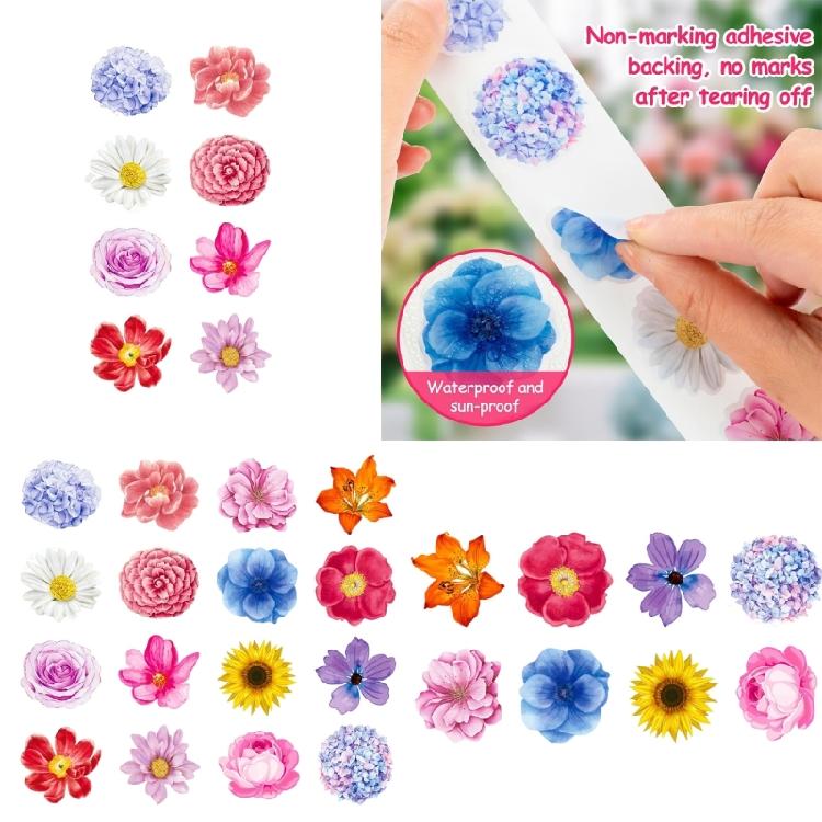 500Pcs Floral Sealing Sticker Wrapping Label for Seal Envelope Invitation Scrapbooking Journal Packaging Home Decoration