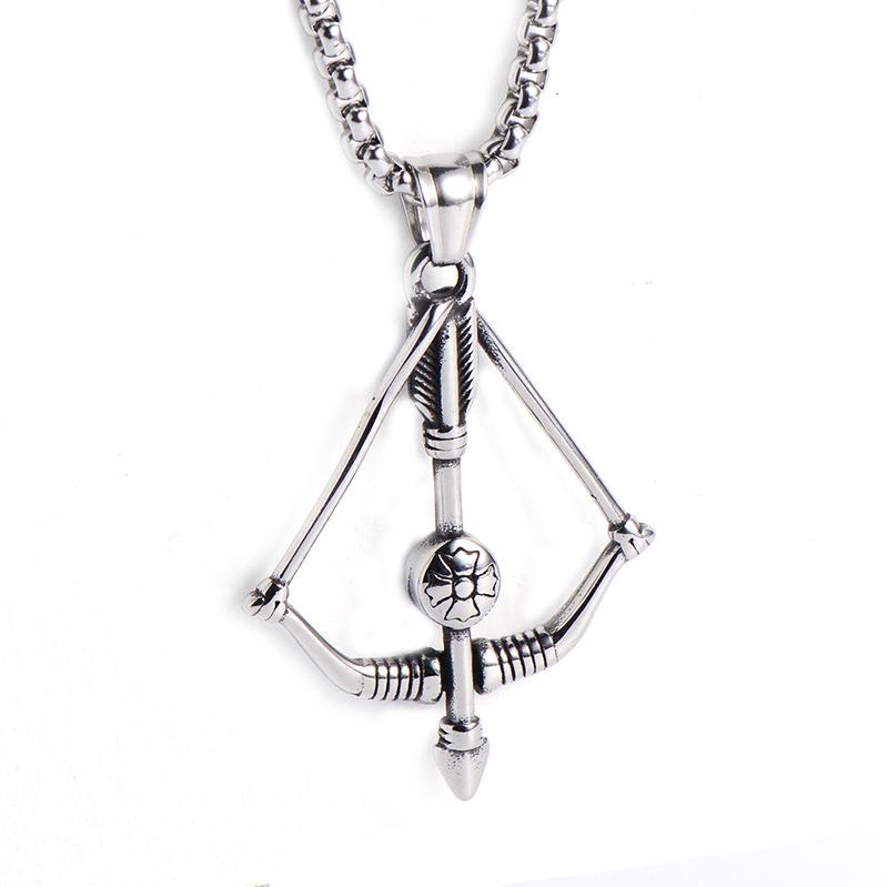 2024 Retro Skull Titanium Steel Pendant Necklace for Men - European American Style Half Face Stainless Steel Jewelry