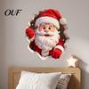 Peel And Stick Christmas Decor 3D Santa Claus Wall Stickers, Self Adhesive PVC Decals with Realistic Breaking Festive Murals for Bedroom Effect,