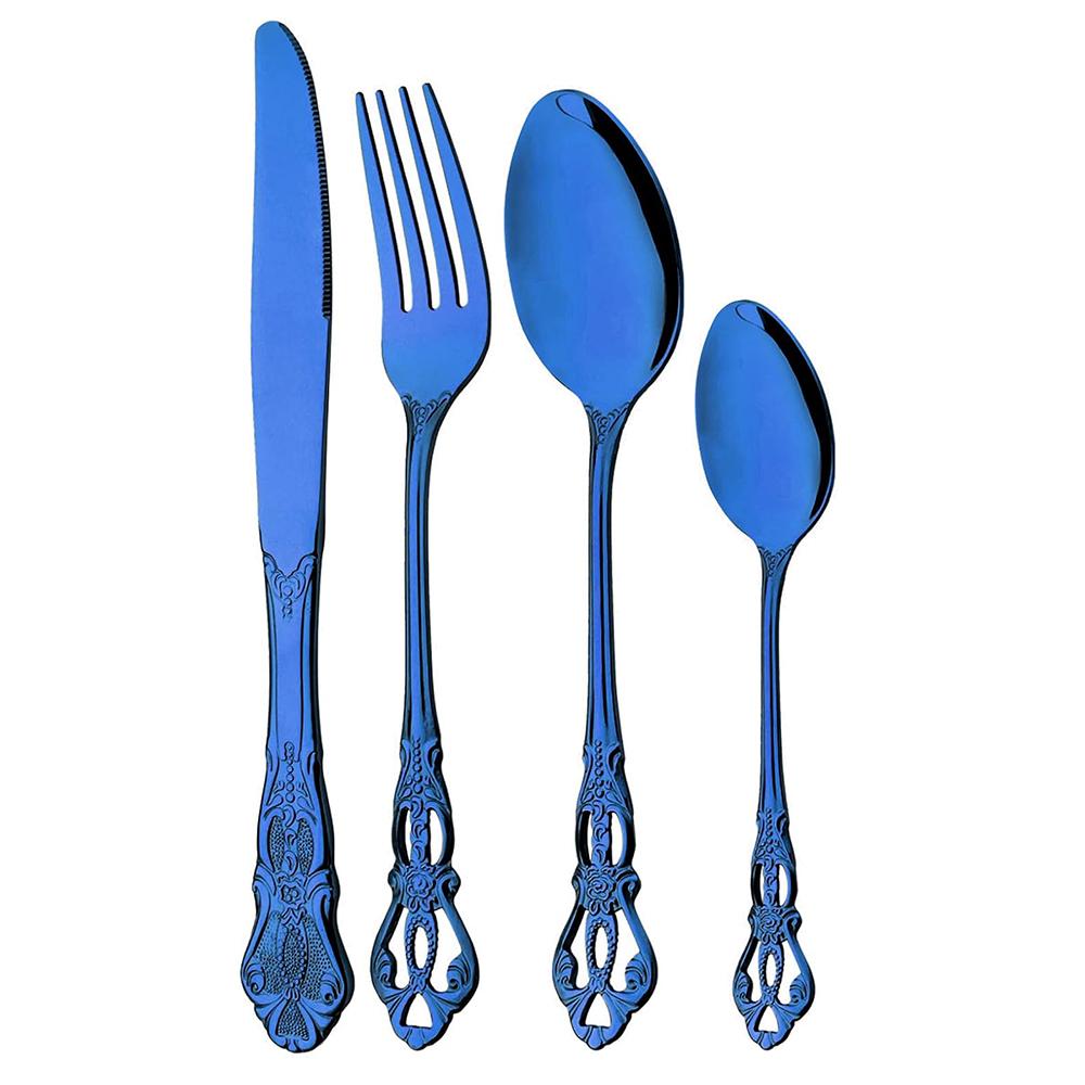 4-teiliges Luxus Royal Besteckset, Edelstahl Besteckset Service für 1, Spülmaschinenfest