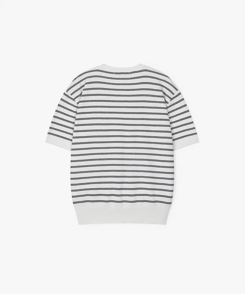 Peullojeulum Stripe Henleyneck Cotton Knit Ivory