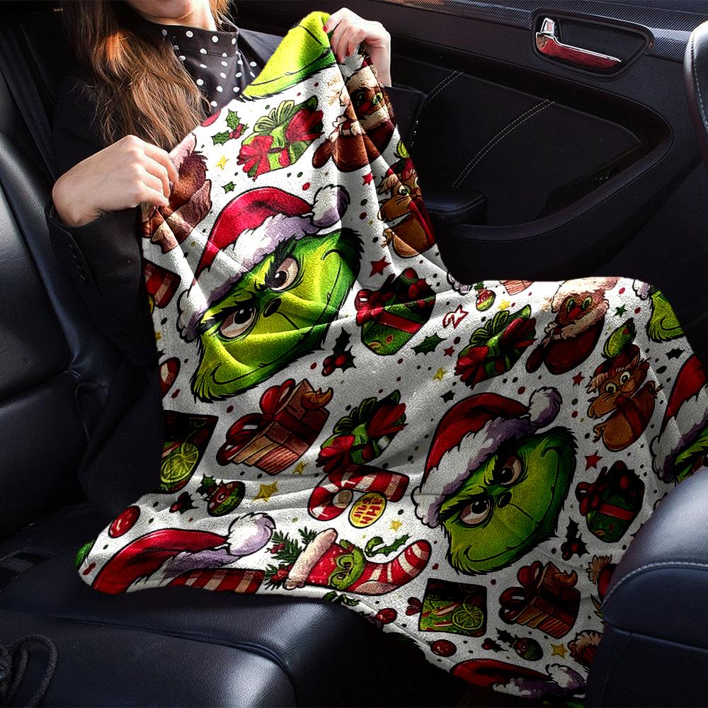 Christmas Grinch Blanket Soft Throw Blanket For Home Bedroom Bed Sofa Travel Office Solid Christmas Blanket