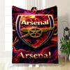Gold Arsenal Logo with Fiery, Swirling Red-purple Background Pattern. for All Seasons Blanket Lunch Break Throw Gift
