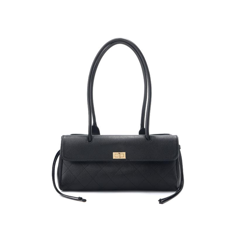 Xiaoxiangfeng 26S Armpit Bag, First Layer Cowhide Yunzhen Same Baguette Bag Long Handle Bowling Diamond Tote Bag