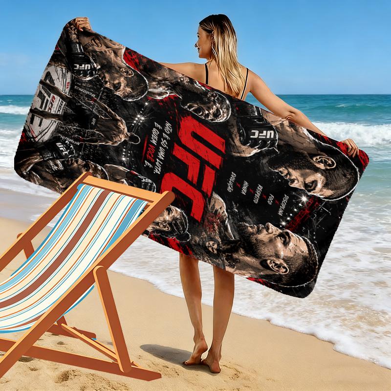 UFC Print Strandtuch, Großes Weiches Schnelltrocknendes Handtuch für Strand Camping Schwimmen